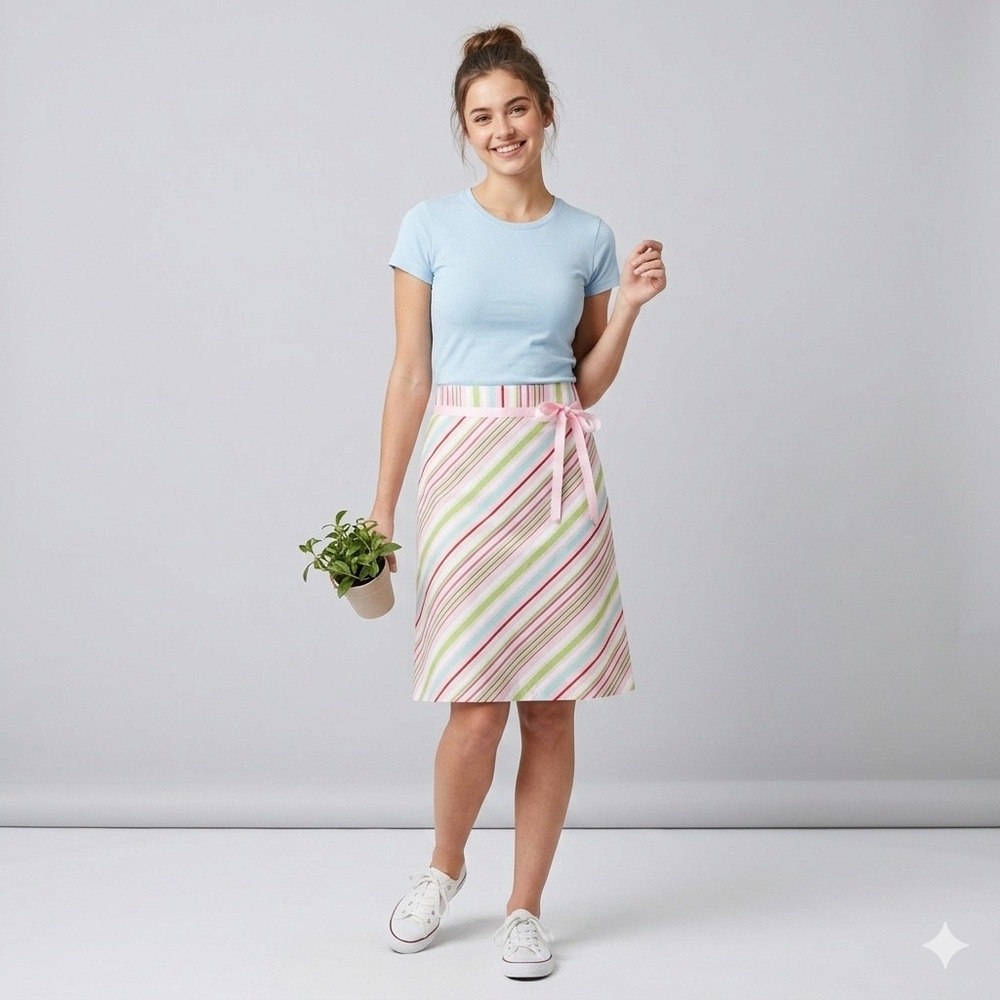 Vintage Tracy Evans Limited Womens Size 7 Colorful Pastel Stripe Skirt Made USA